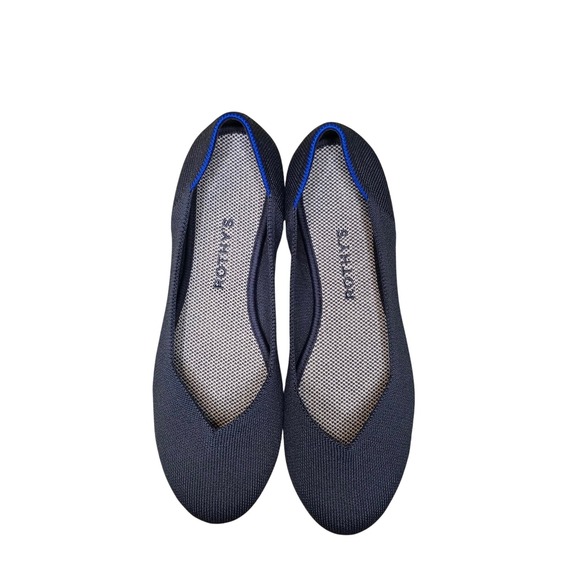Rothy's The Flat Navy Blue Rounded Toe Knit Ballet Flats Comfortable Womens - Picture 3 of 11